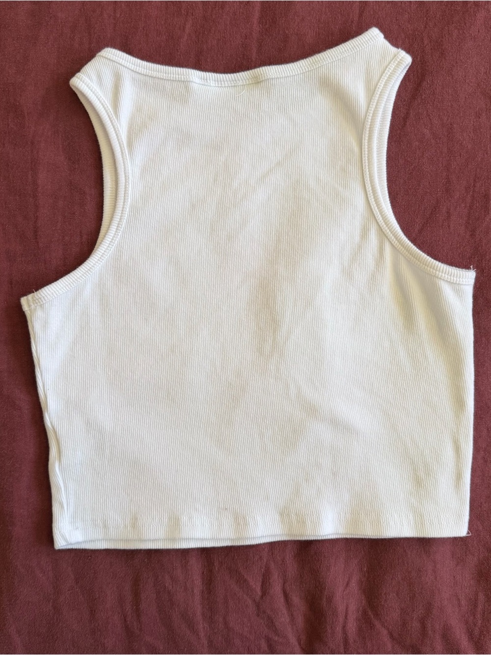 Von Dutch White Ribbed Tank with Red Rhinestone Logo - Picture 4 of 4